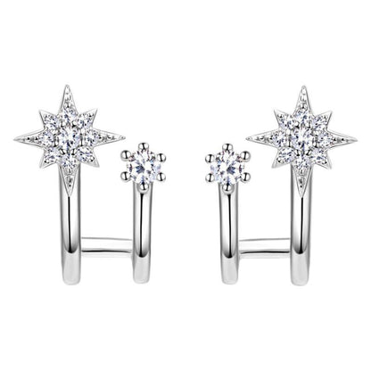 Elegant luckinging star stud earrings on a white background