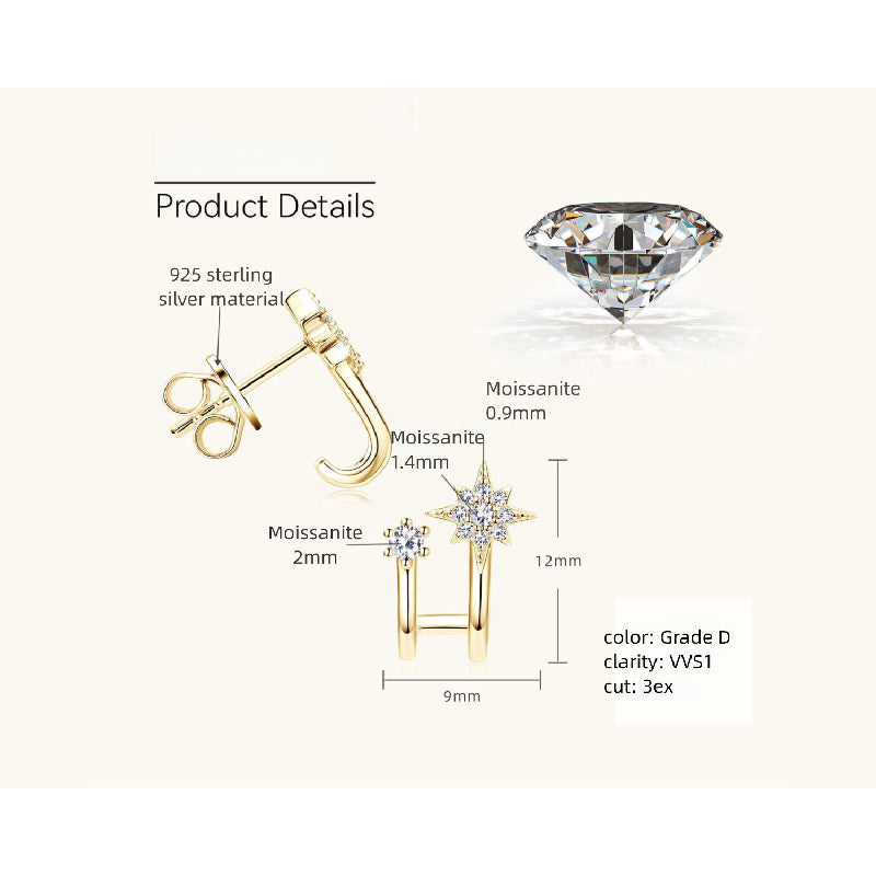 Angle shot highlighting the 3EX cut moissanite in silver setting