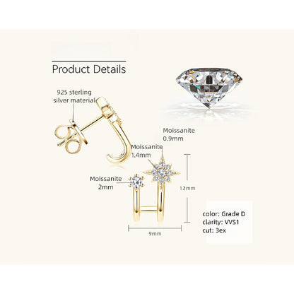 Angle shot highlighting the 3EX cut moissanite in silver setting