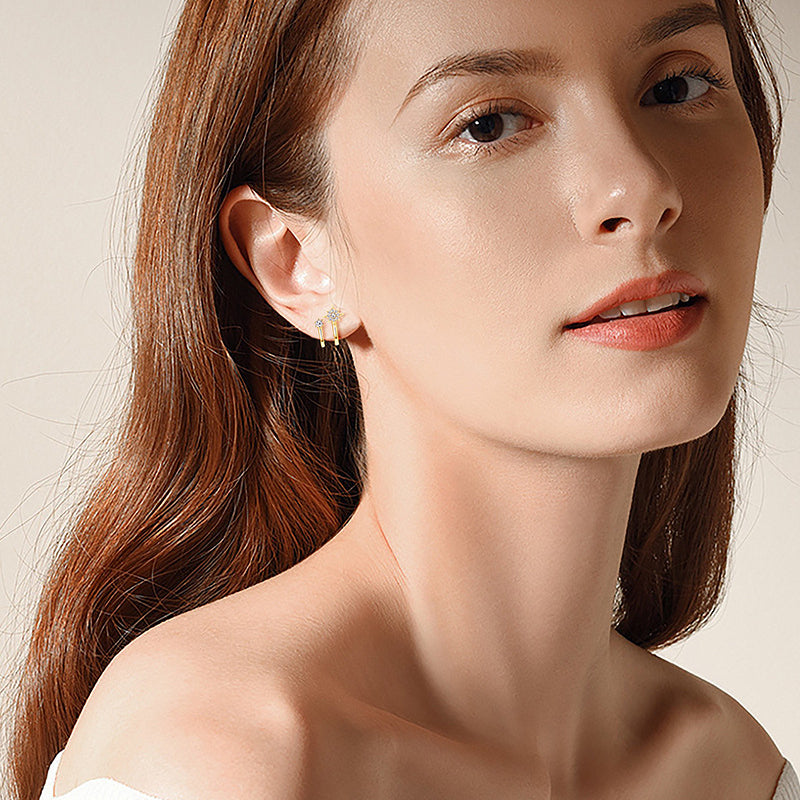 Luxury minimal star earrings with dainty silver frame