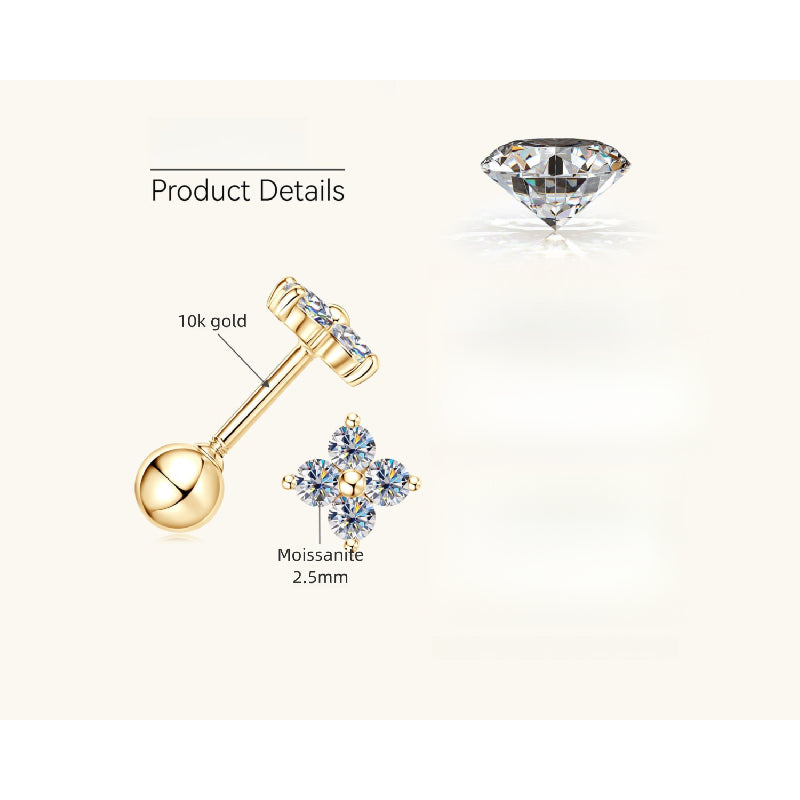 Luxury minimal star earring with 10K gold and moissanite