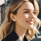 Side view of luckinging star shaped gold stud earrings