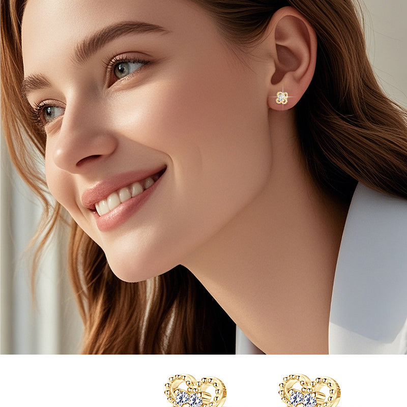Detail shot of moissanite stones in star stud earrings