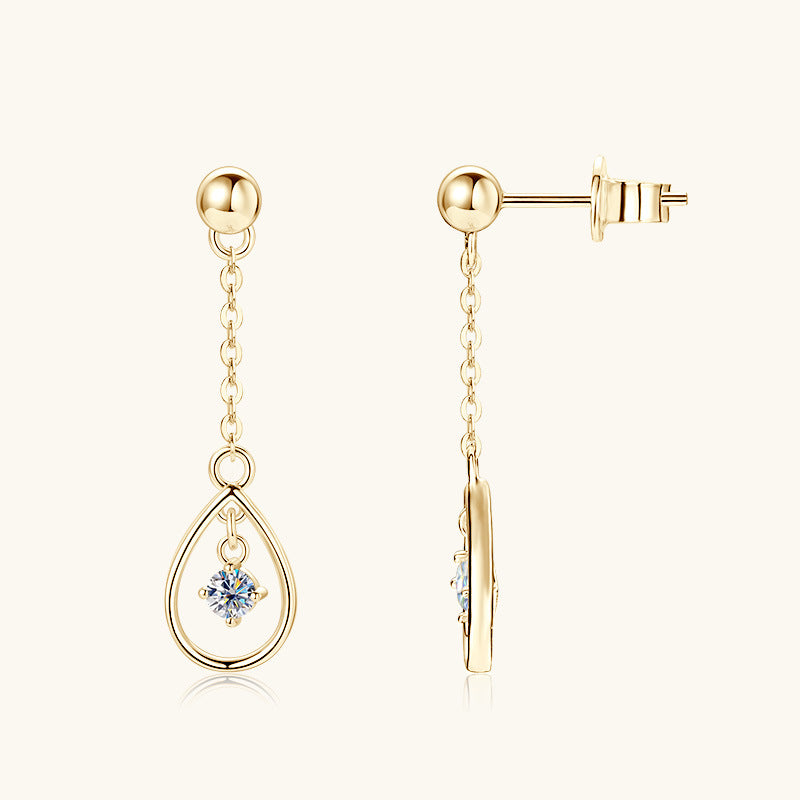 Detailed view of sterling silver construction in Luckinging water drop earrings
