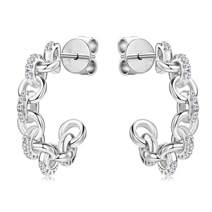 Detailed craftsmanship view Luckinging sterling silver earrings showing quality construction and finish