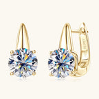 Sterling silver huggie earrings with moissanite stones main product view