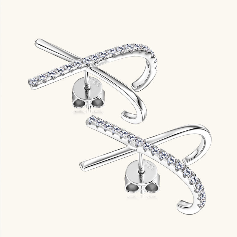 Front angle of Luckinging 925 sterling silver moissanite earrings