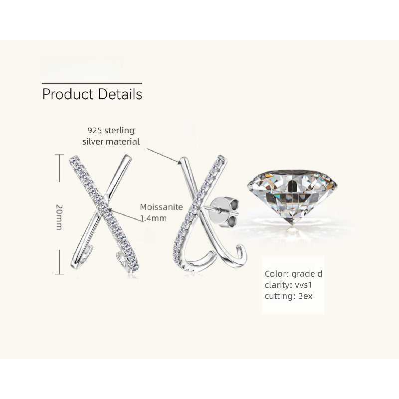 Earring back view of Luckinging flat back moissanite stud design