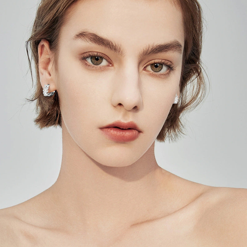 Hypoallergenic leaf stud earrings for sensitive ears