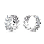 Minimalist leaf stud earrings with sparkling stones