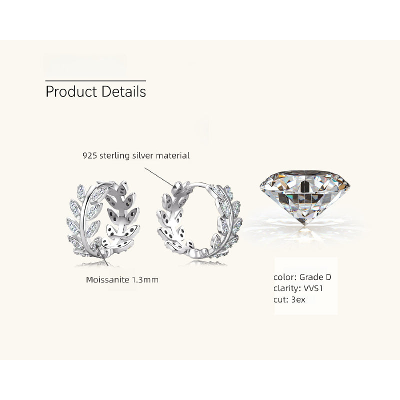 Side profile of Luckinging silver leaf stud earrings