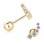 Detailed angle of 14K Gold and Moissanite Flower Earrings