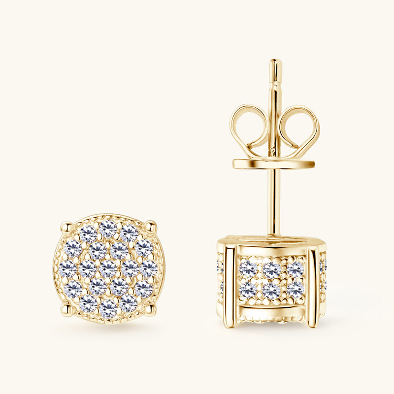 Close-up of Luckinking Sterling Silver Moissanite Stud Earrings showing cluster design