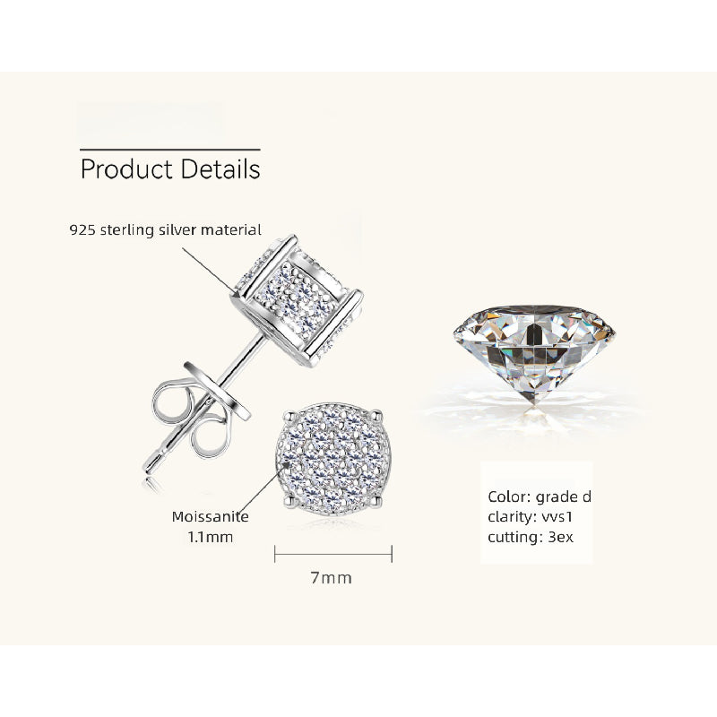 Cluster design focus of Luckinking Moissanite Stud Earrings