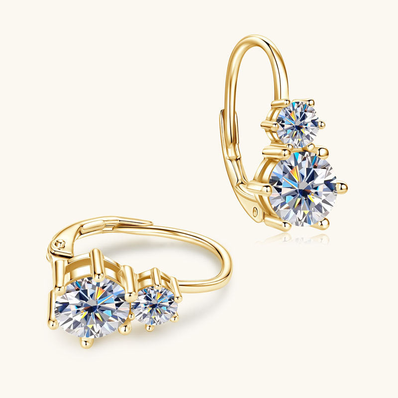 Six-Claw Double Moissanite Diamond Earrings -  -  Luckinging