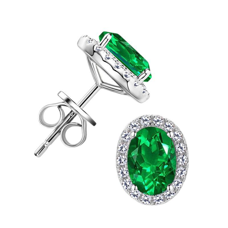 Pair of luxury emerald star hoop earrings