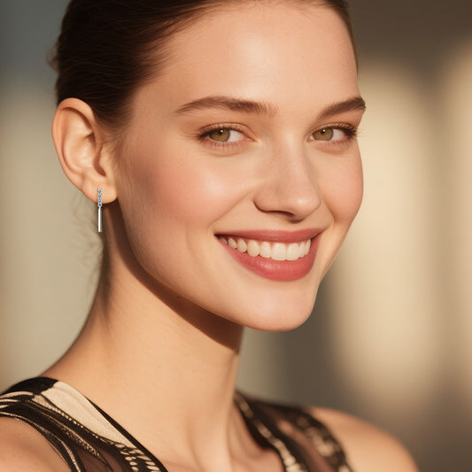 Moissanite huggie hoop earrings styled for elegant evening wear with sparkling stone brilliance