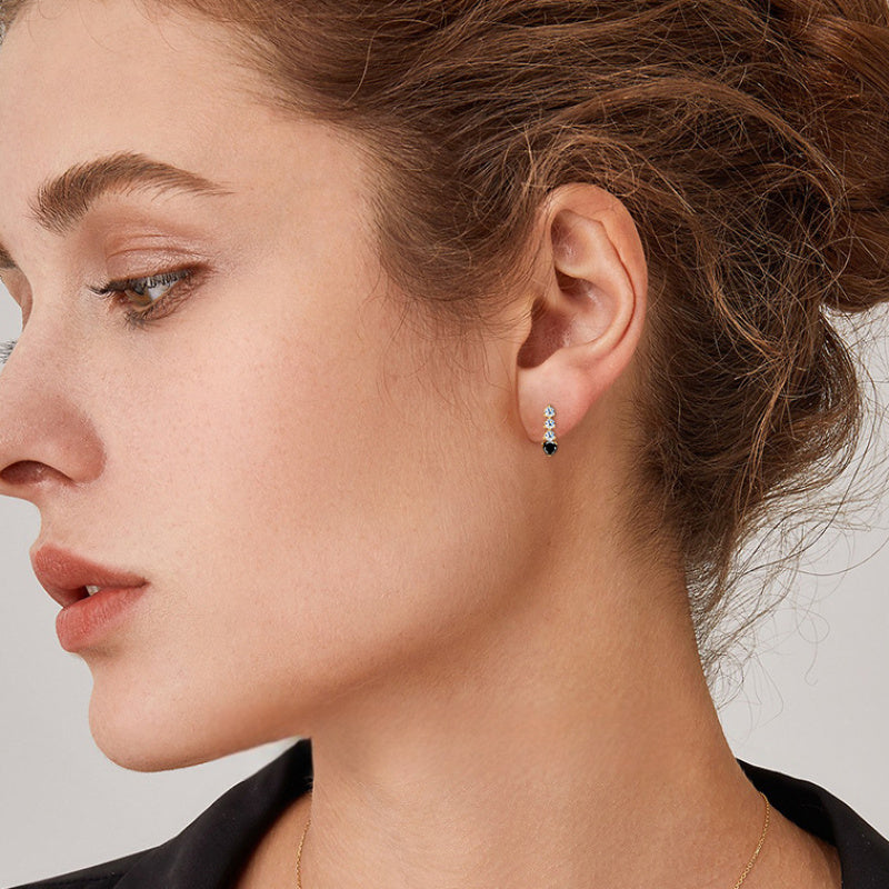 Simple Black and White Moissanite Earrings -  -  Luckinging