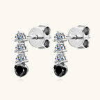 Simple Black and White Moissanite Earrings -  -  Luckinging