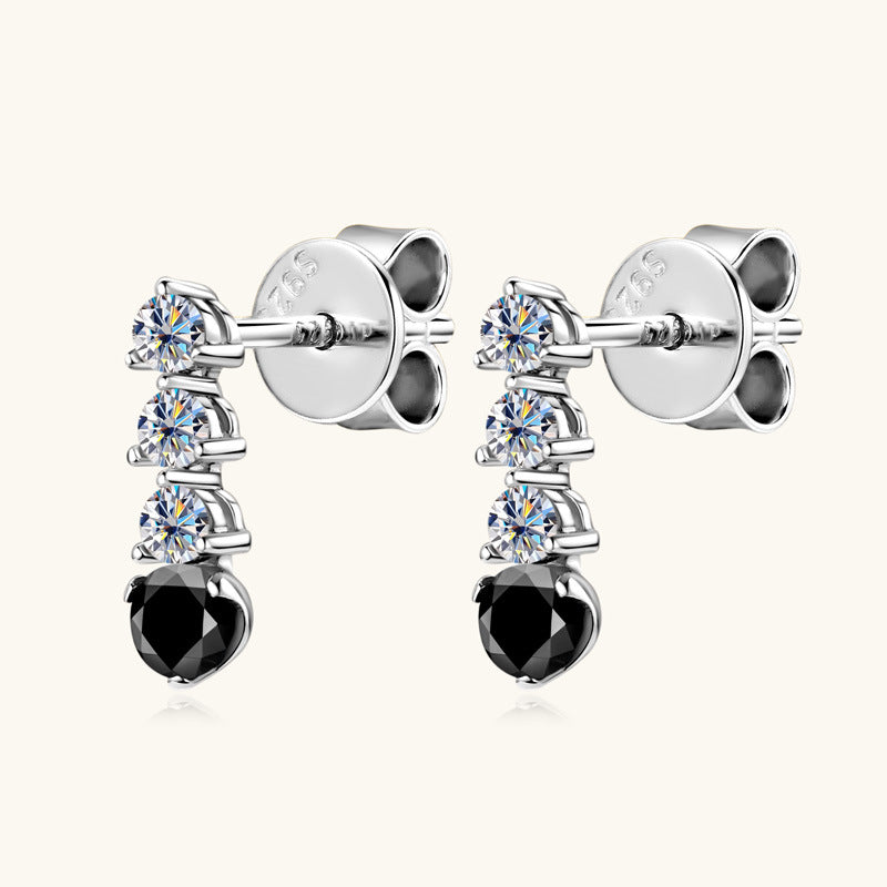 Simple Black and White Moissanite Earrings -  -  Luckinging