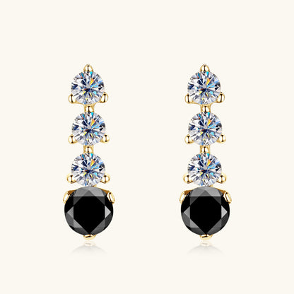 Simple Black and White Moissanite Earrings -  -  Luckinging