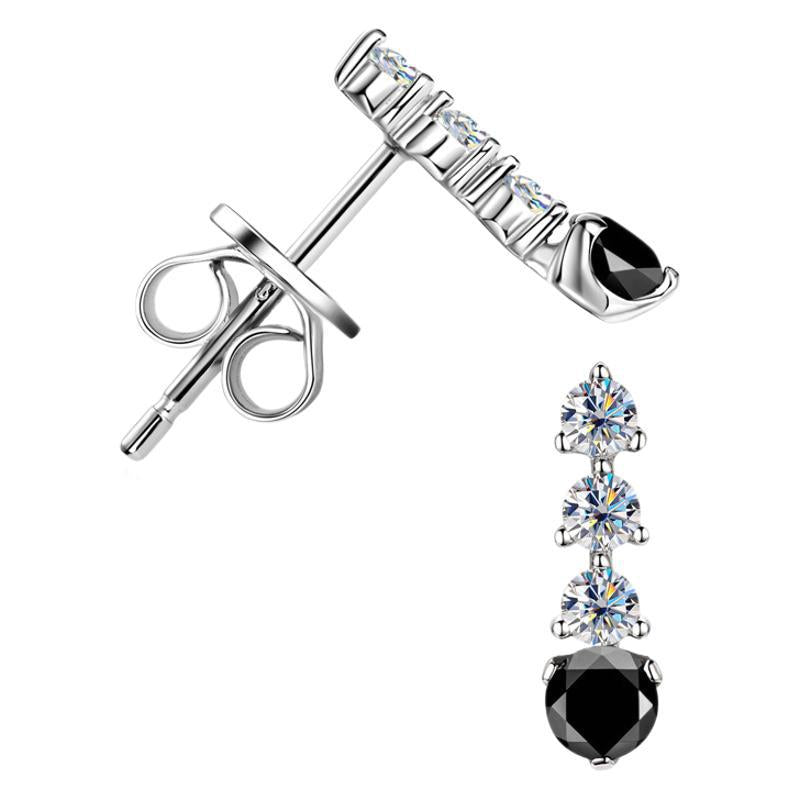 Simple Black and White Moissanite Earrings -  -  Luckinging