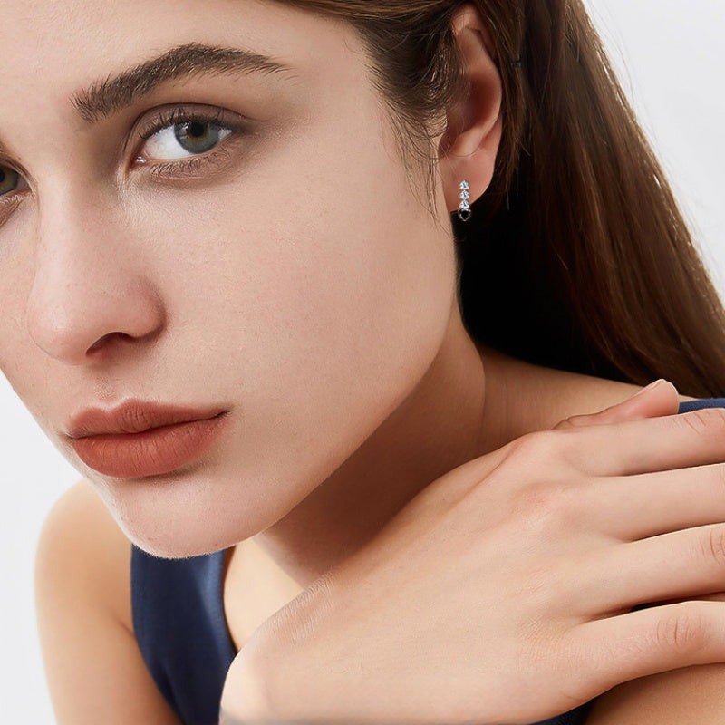 Simple Black and White Moissanite Earrings -  -  Luckinging
