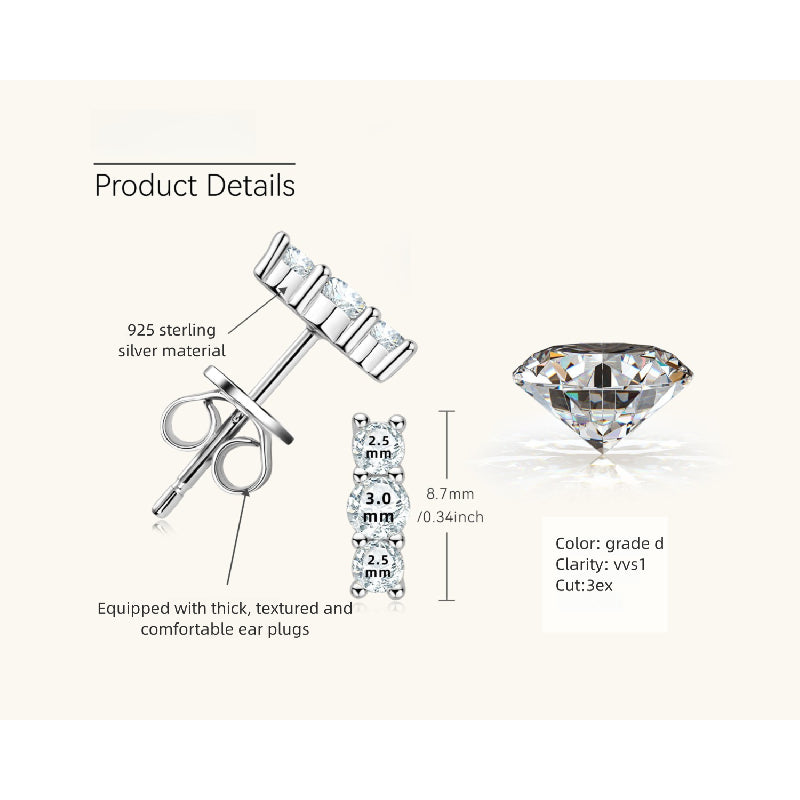 Moissanite stud earrings catching light showing rainbow fire and diamond-like brilliance