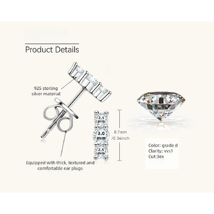 Moissanite stud earrings catching light showing rainbow fire and diamond-like brilliance