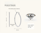 Material showcase highlighting the sterling silver and moissanite