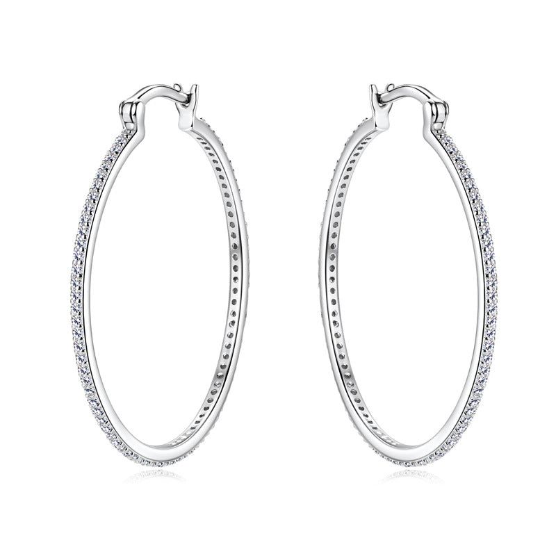 Pair view of both moissanite stud earrings together