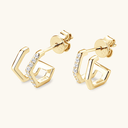 Premium hypoallergenic huggie earrings with polished gold finish