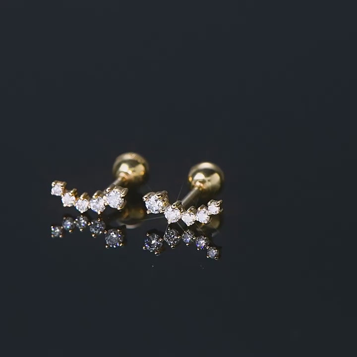 14K Gold Flower Moissanite Earrings