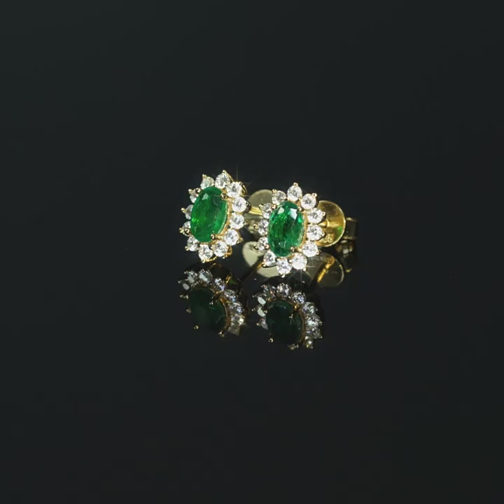 Silver Star Emerald Studs