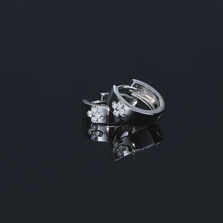 Silver Moissanite Huggie Earrings