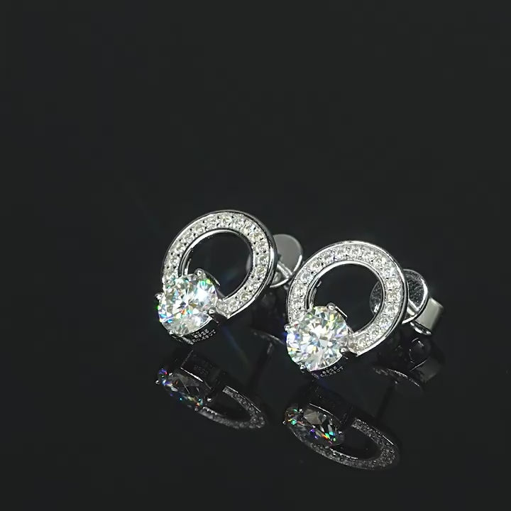 Silver Moissanite Stud Earrings