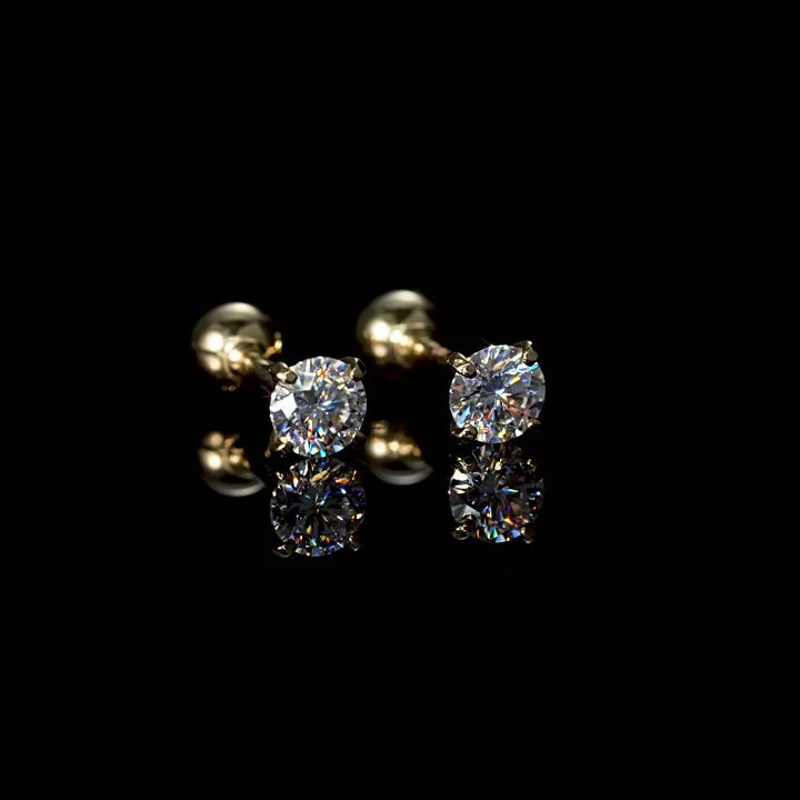 Gold Flower Moissanite Studs