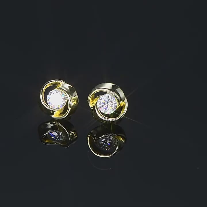 Silver Moissanite Flower Studs