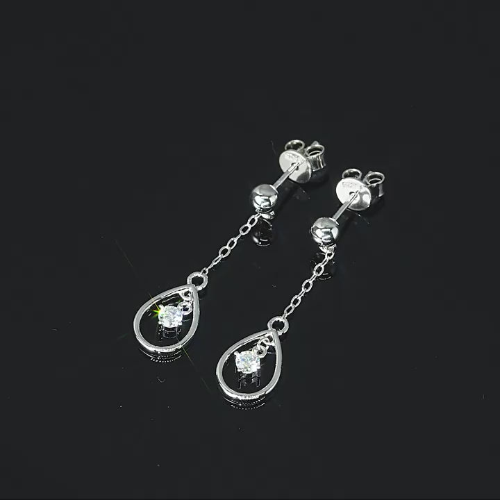 Silver Moissanite Drop Earrings