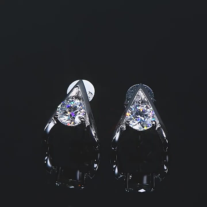 Moissanite Silver Stud Earrings