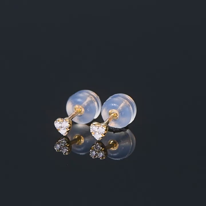 14K Gold Heart Studs
