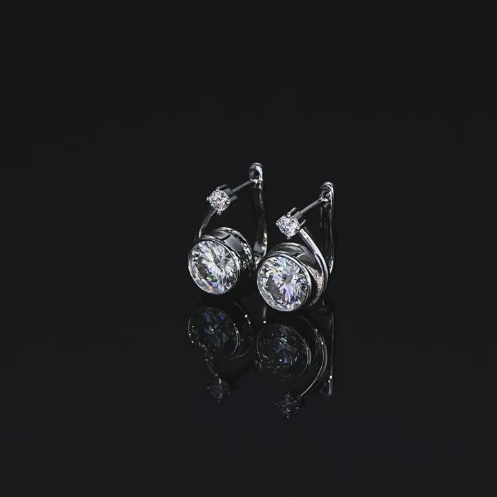 Silver Moissanite Huggie Earrings