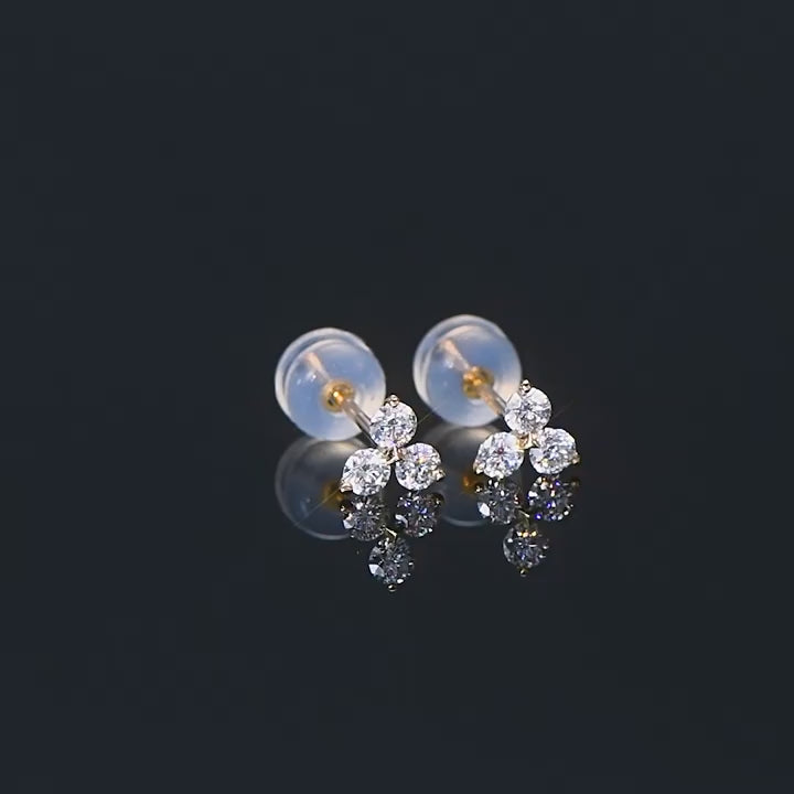 Gold Flower Moissanite Studs