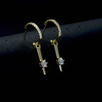 Moissanite C-Shaped Dangle Earrings