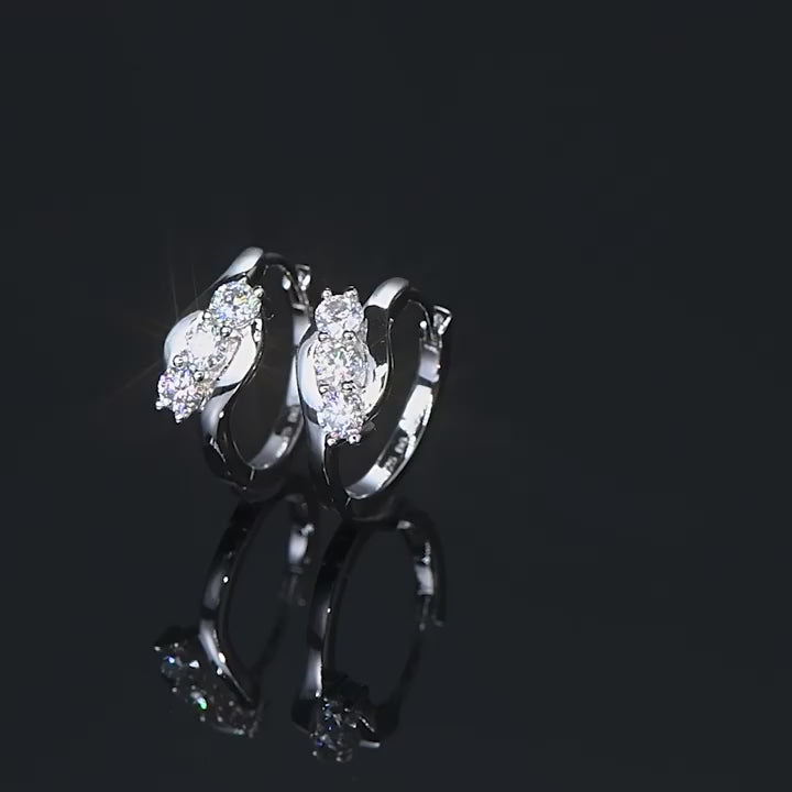 Silver Moissanite Hoop Earrings
