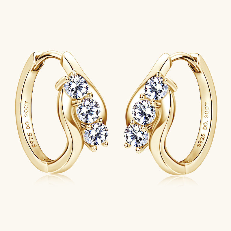 Geometric Moissanite Hoop Earrings -  -  Luckinging