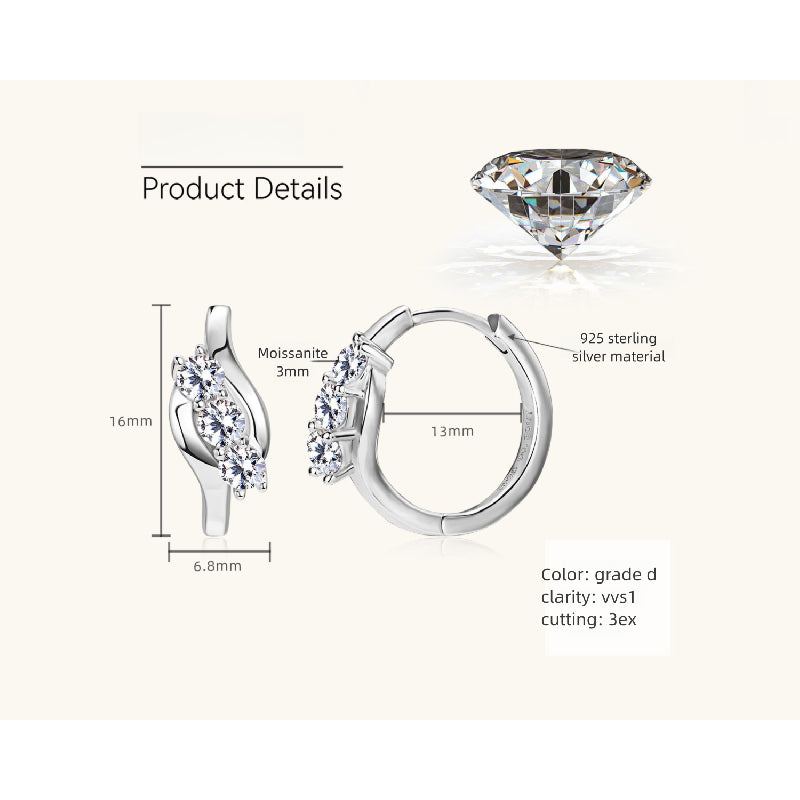 Geometric Moissanite Hoop Earrings -  -  Luckinging