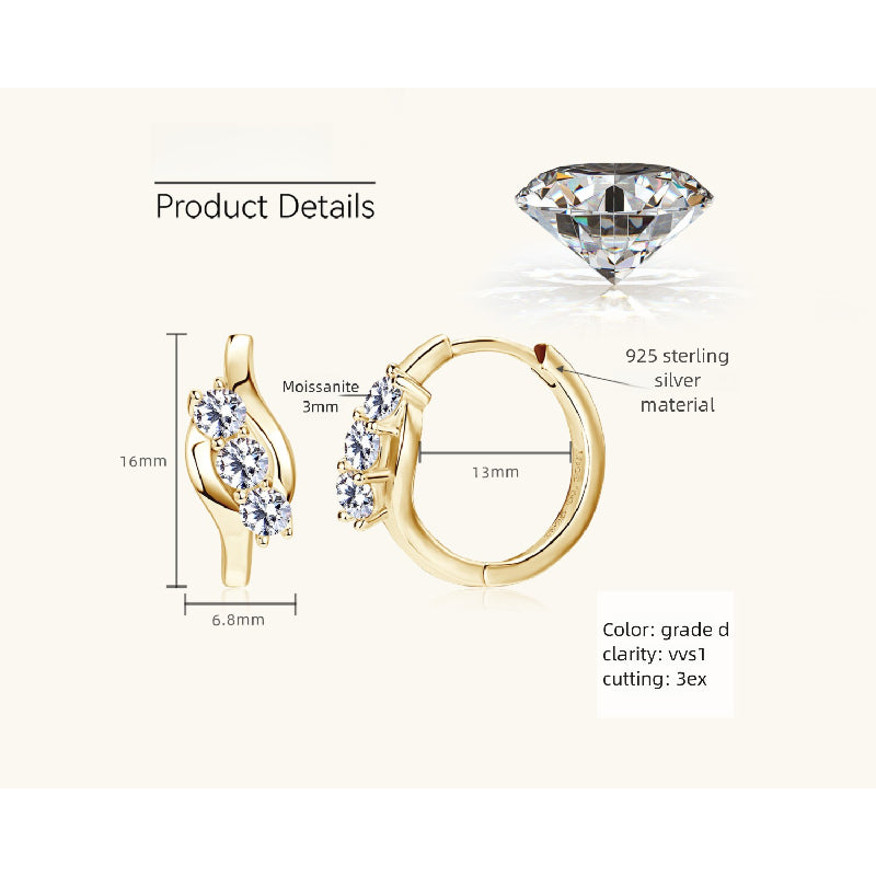 Geometric Moissanite Hoop Earrings -  -  Luckinging