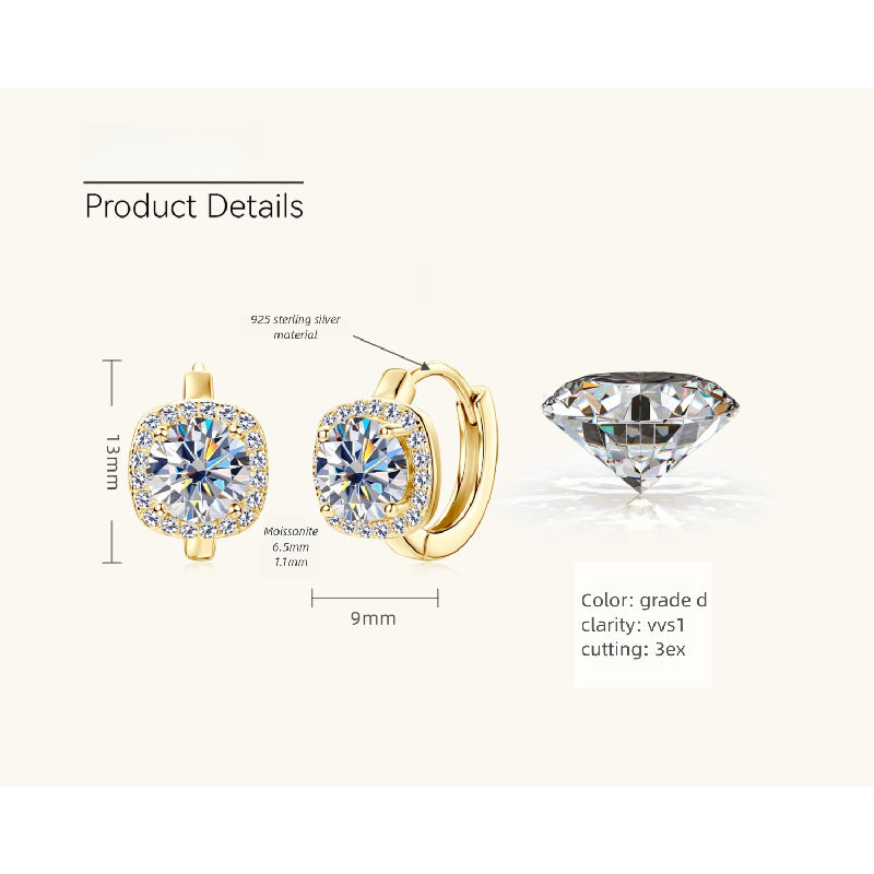Luxury-inspired small hoop earrings with moissanite