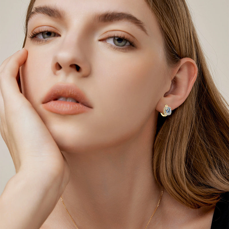 Minimalist silver hoop earrings with sparkling stone